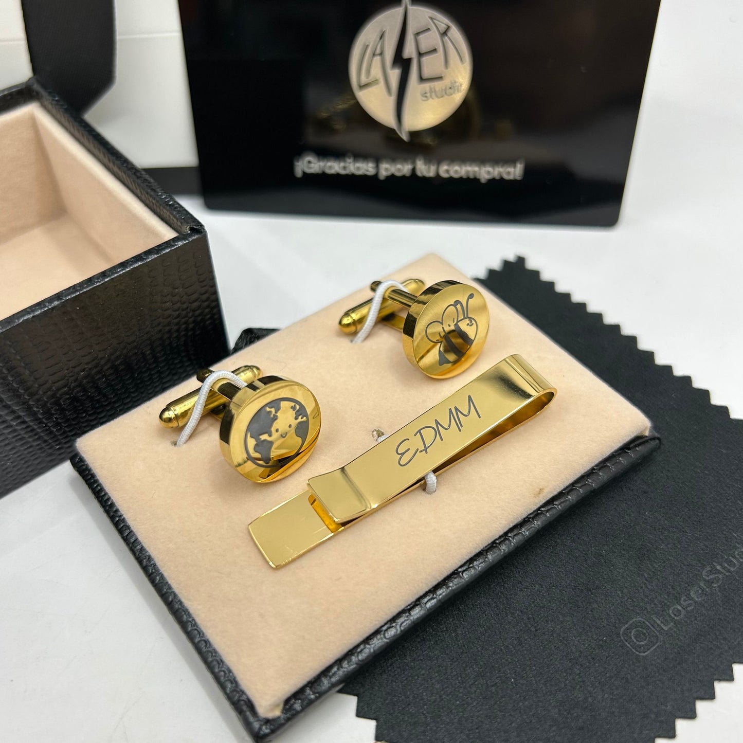 Set de Mancuernillas y Pisa Corbata Personalizados
