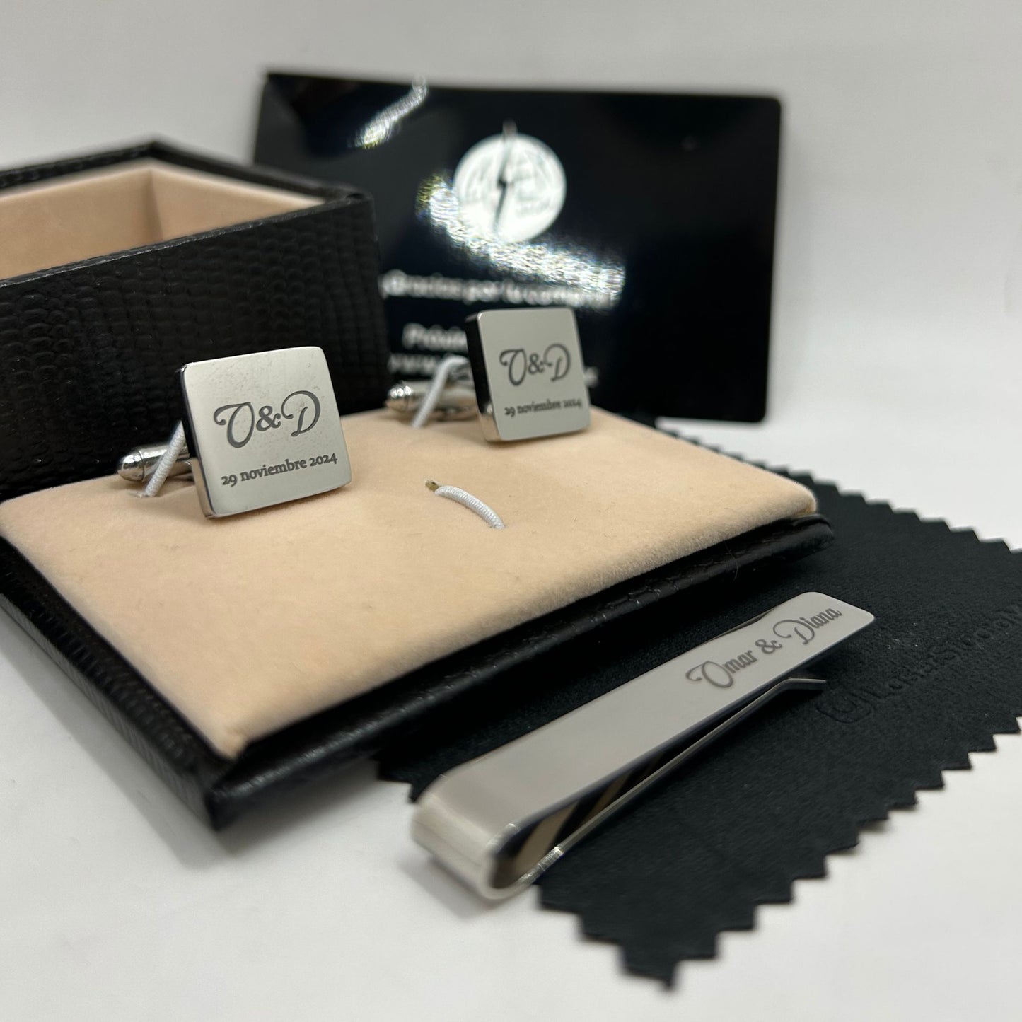Set de Mancuernillas y Pisa Corbata Personalizados