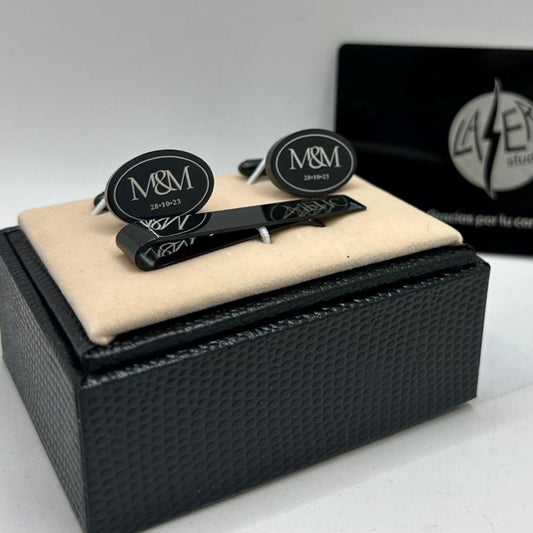 Set de Mancuernillas y Pisa Corbata Personalizados